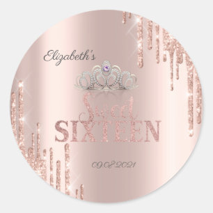 Adesivo  Tiara Rose Gold Sweet 16 com Brilho Descendo   