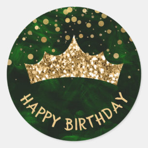 Adesivo Tiaro de ouro com bokeh dourado & Verde aniversári