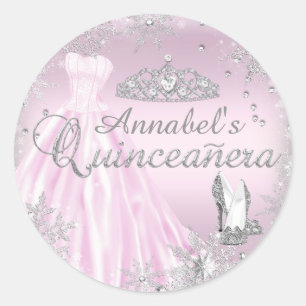 Adesivo Tiaro de vestido com brilho rosa Sticker Quinceane