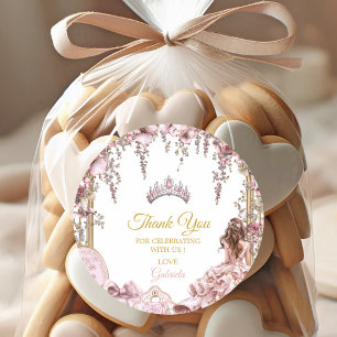 Adesivo Tiaro Floral Dourado e Rosa Quinceañera