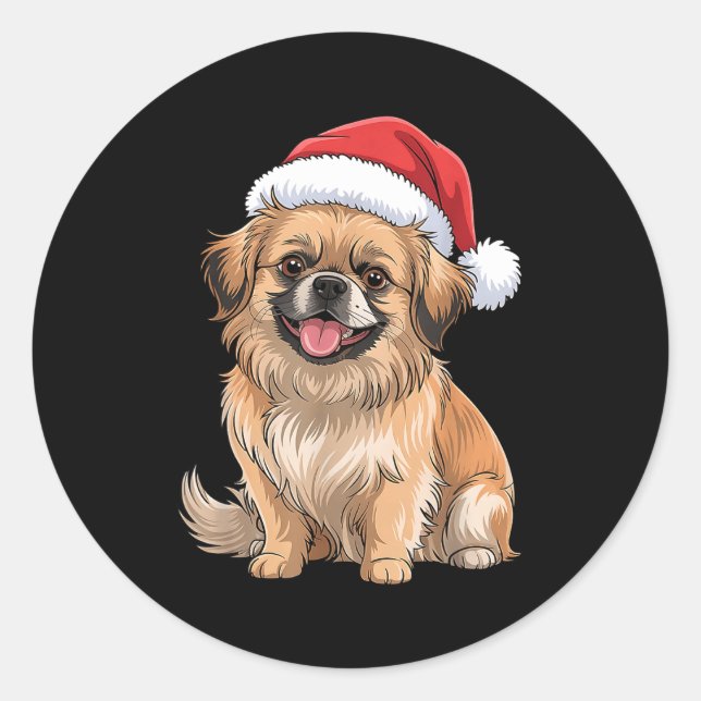 Adesivo Tibetan Spaniel Dog Christmas Santa Hat Pet Dog Lo (Frente)