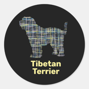 Adesivo Tibetano Terrier Dog Silhouket Amarelo e Preto