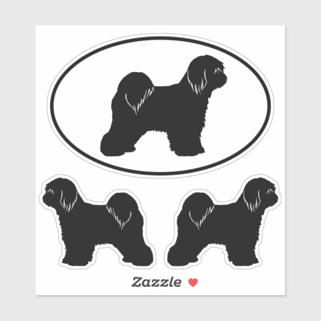 Adesivo Tibetano Terrier Silhouettes Cães vinil Sticker Se (Folha)