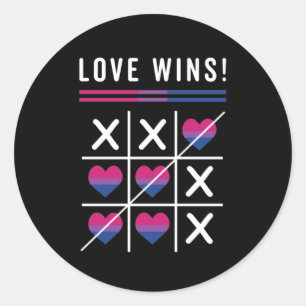 Adesivo Tic Tac Toe Love ganha orgulho bissexual LGBTQ