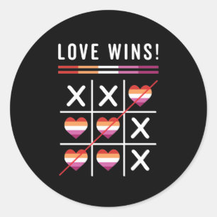 Adesivo Tic Tac Toe Love ganha orgulho lésbico LGBTQ