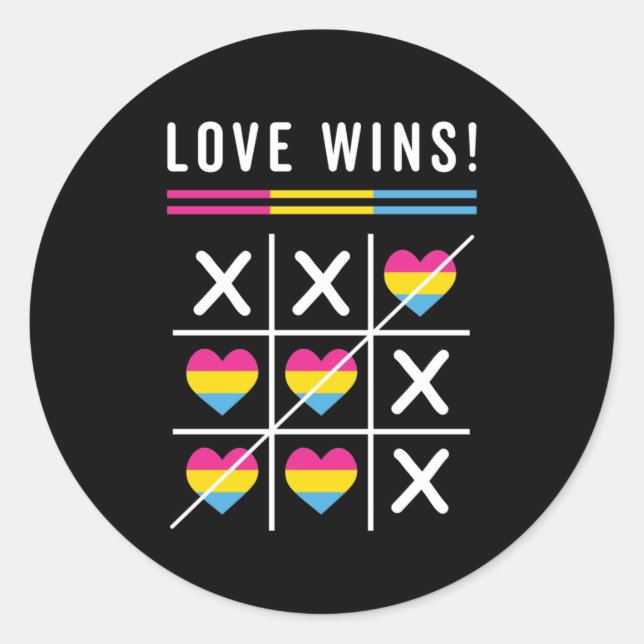 Adesivo Tic Tac Toe Love ganha Orgulho Pansexual LGBTQ (Frente)