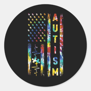 Adesivo Tie Dye American Flag Autism Awarse Support Tea