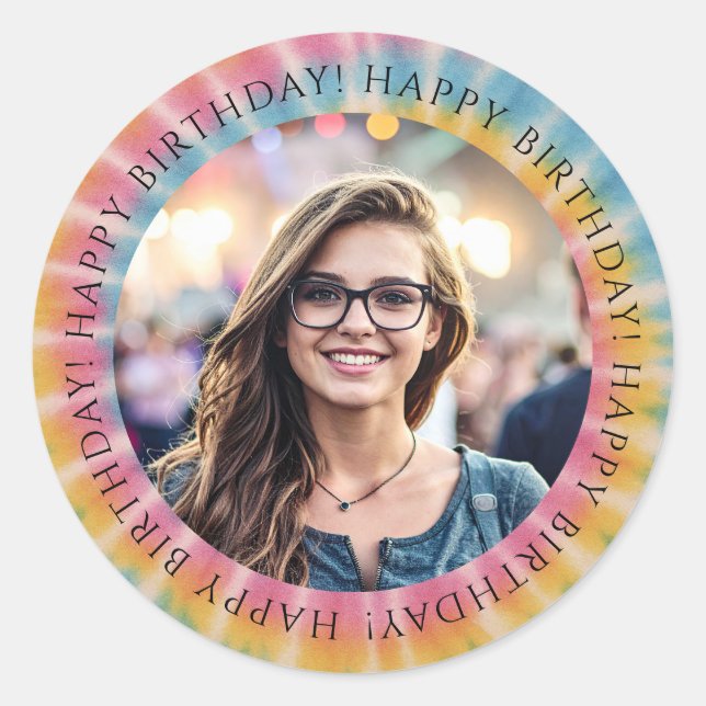 Adesivo Tie Dye Birthday Photo Envelope Seal Sticker  (Frente)