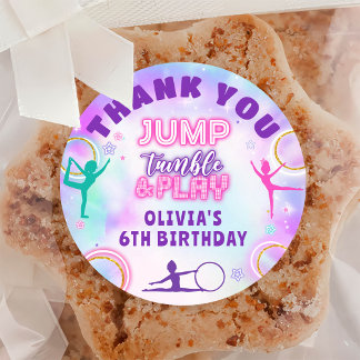 Adesivo Tie Dye Gymnastics Jump Tocar Aniversário Obrigado