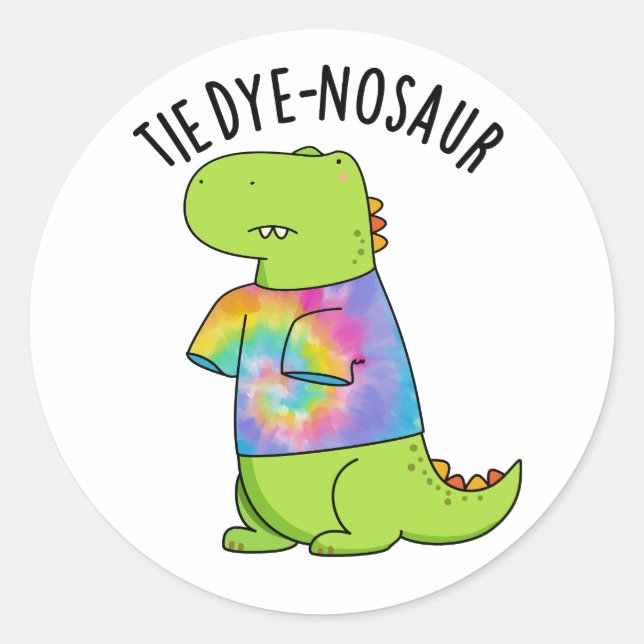 Adesivo Tie-dye-nosaur Engraçado Dinossaur Pun (Frente)