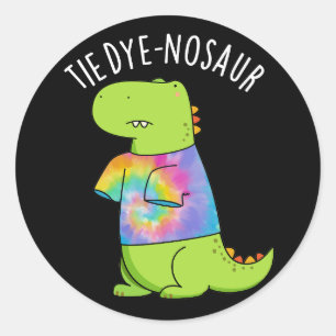 Adesivo Tie-dye-nosaur Funny Dinossaur Pun Dark BG