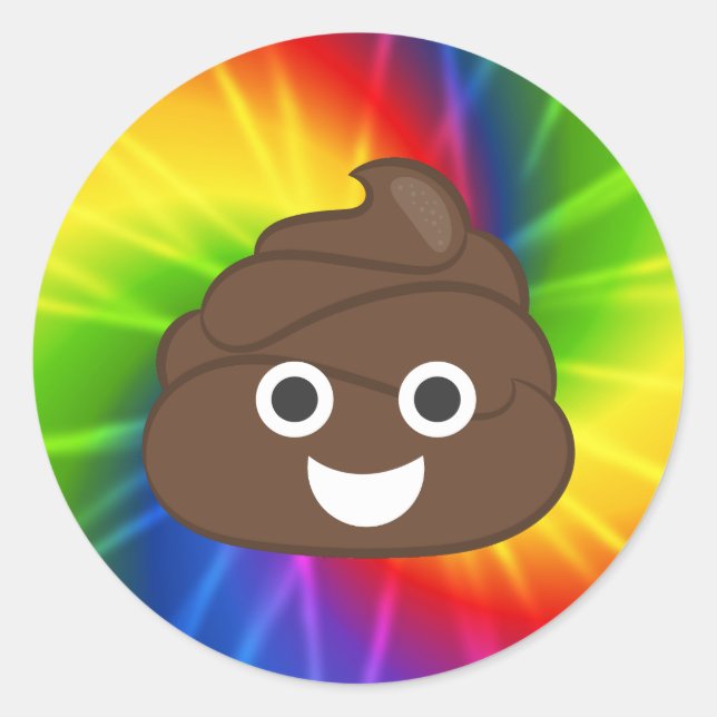 Adesivo Tie Dye Rainbow Poo Emoji Stickers (Frente)