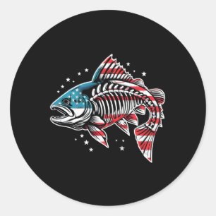 Adesivo Tie Dye Skeleton Salmon American 4 De Julho Fish