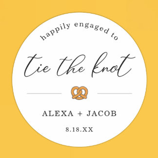 Adesivo Tie the Knot Pretzel Engagement Party Favor Label