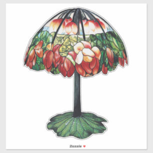 Adesivo Tiffany Art Nouveau Floral de Lótus Vermelho Vinta