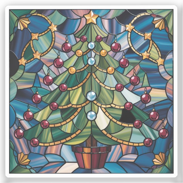Adesivo Tiffany-Style Stained Glass Christmas Tree (Frente)