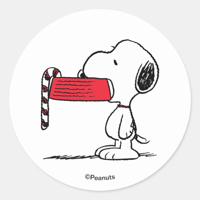 Adesivo Tigela de comida de Snoopy com bengala de Natal (Frente)