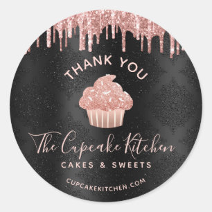 Adesivo Tigela de Cupcake em Rosa Dourado com Brilho Desce