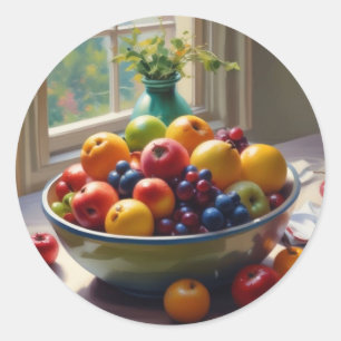Adesivo Tigela de fruta na pintura de óleo clássico da mes