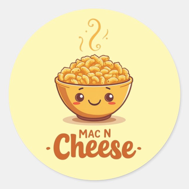 Adesivo Tigela Fofa Mac N Cheese (Frente)
