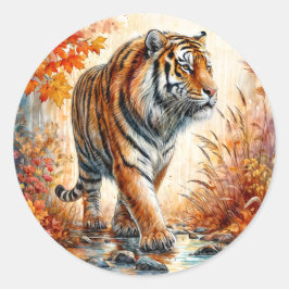 Adesivo Tiger Andando Na Arte Do Outono