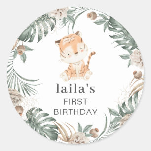 Adesivo Tiger Floral Greenery Round