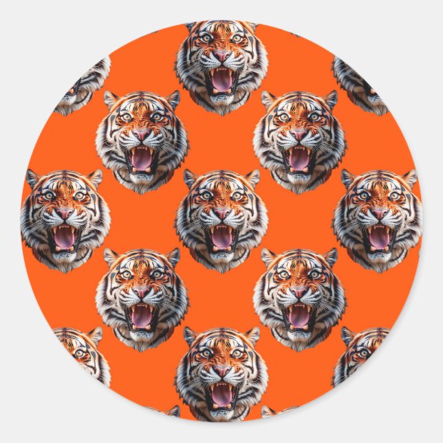 Adesivo Tiger Head Pattern Design Orange  (Frente)