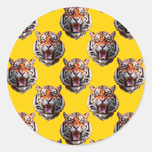 Adesivo Tiger Head Pattern Design Yellow  (Frente)