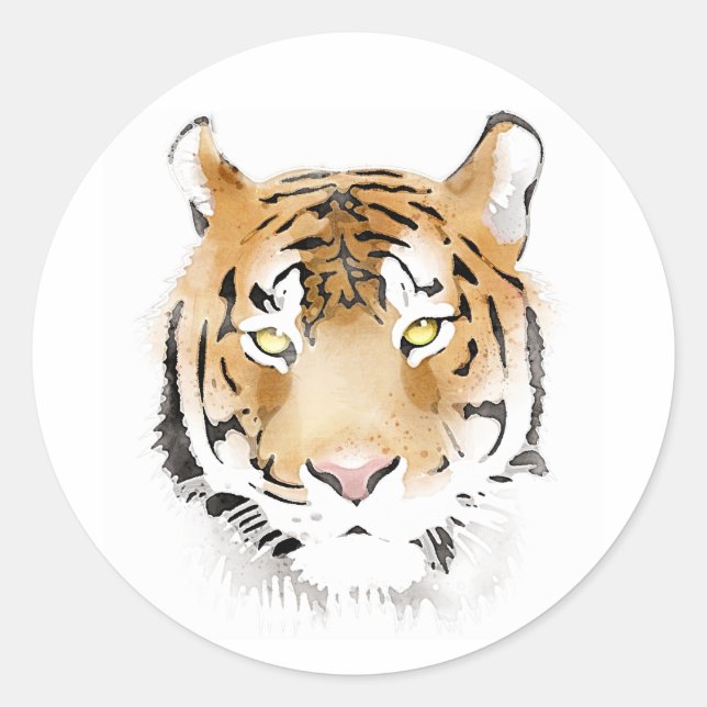 Adesivo Tiger Head Watercolor Grande Gato Selvagem (Frente)