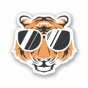Adesivo Tiger Head With Cool Sunglasses. Perfect design fo