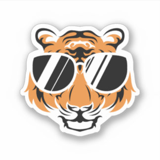 Adesivo Tiger Head With Cool Sunglasses. Perfect design fo