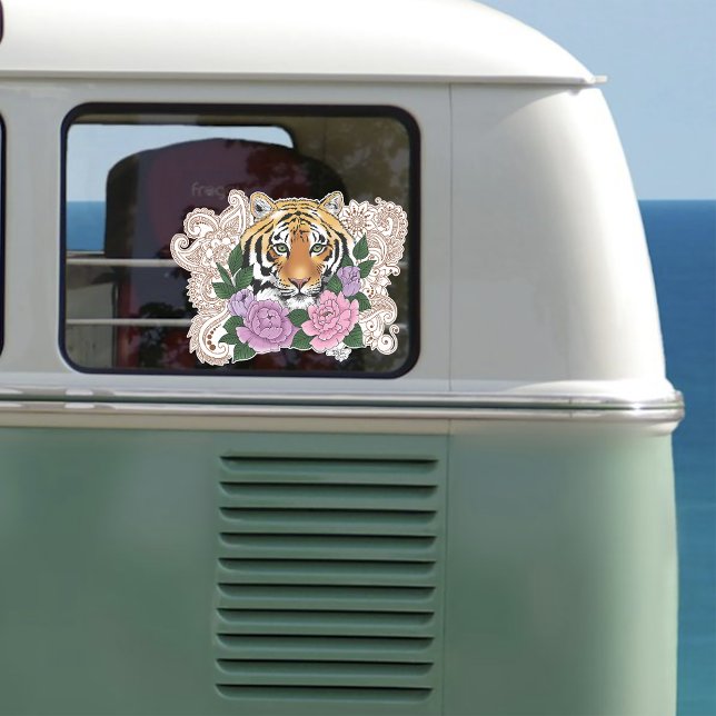 Adesivo Tiger Henna Flores Púrpuras Rosa (Criador carregado)