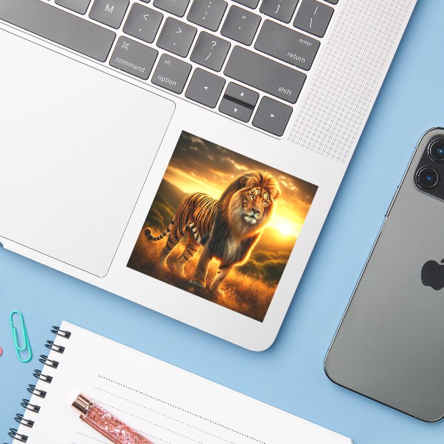 Adesivo Tiger Lion (Notebook com iPhone)