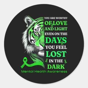 Adesivo Tiger Motivation Green Ribbon Mental Health Awar