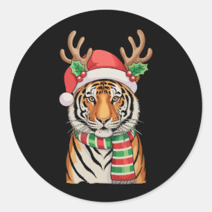 Adesivo Tiger Reindeer Santa Hat Natal Férias