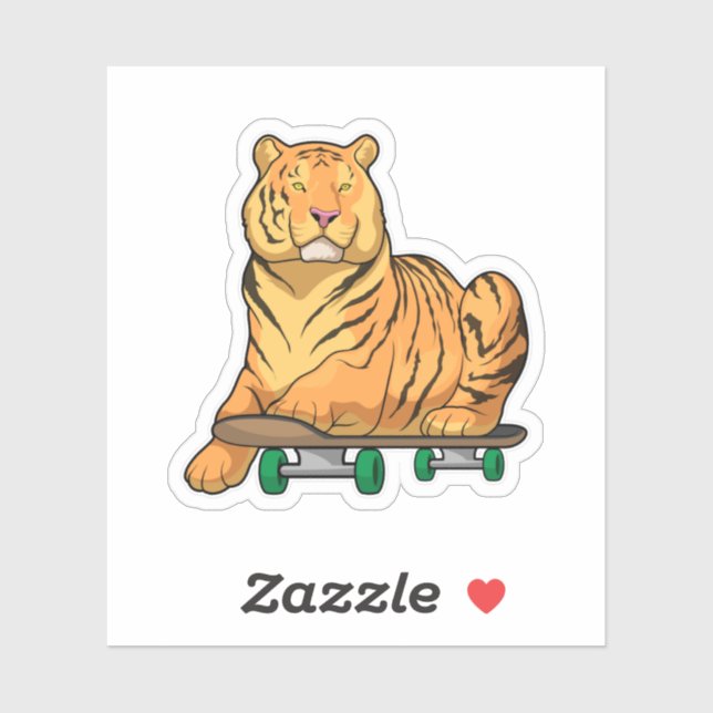 Adesivo Tiger Skater Skateboard (Folha)