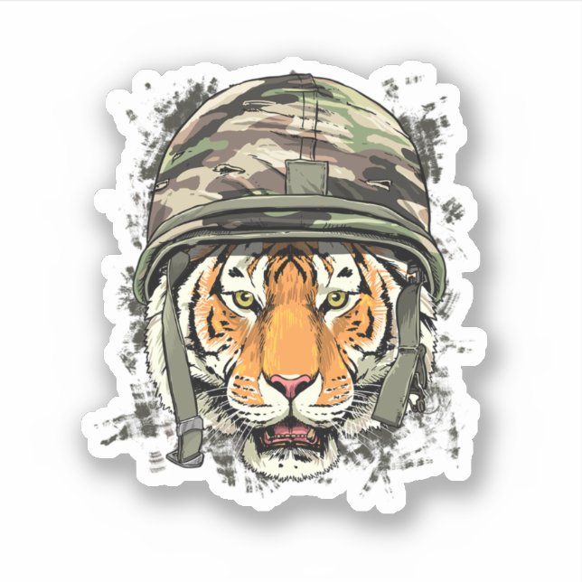 Adesivo Tiger Soldier Veteran Army Tiger Safari Animal Lov (Frente)