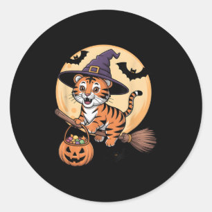 Adesivo Tiger Witch Hat Pumpkin Halloween Homens Mulher