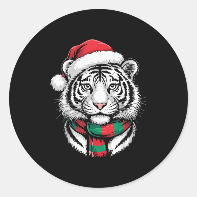 Adesivo Tiger Xmas Santa Hat Figurume De Natal (Frente)