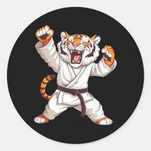 Adesivo Tigre Amante de Karatê Fofo Taekwondo Jiu-Jitsu