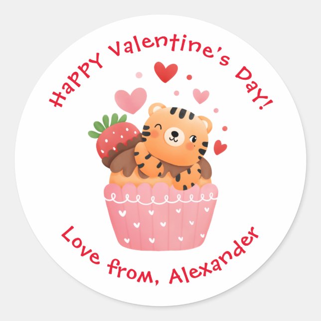 Adesivo Tigre-bonito no Dia de os namorados de Crianças Pe (Frente)