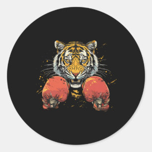 Adesivo Tigre Boxeador Com Luvas de Boxe Kickboxing Engraç