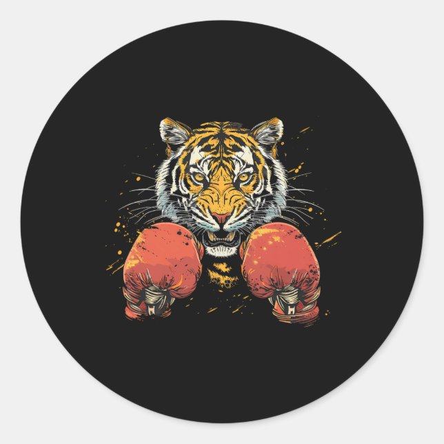 Adesivo Tigre Boxeador Com Luvas de Boxe Kickboxing Engraç (Frente)