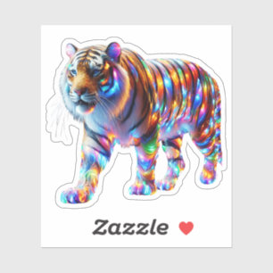 Adesivo Tigre Colorido Brilhante - Arte Vibrante Glassada
