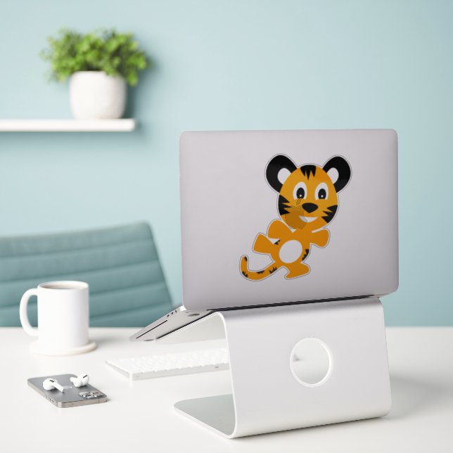 Adesivo Tigre dançante (Laptop na mesa)