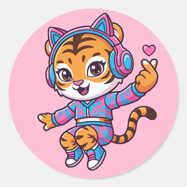 Adesivo Tigre dançante K-pop (Frente)