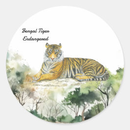 Adesivo Tigre de Bengala Ameaçado Majestoso Pintado