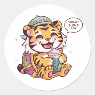 Adesivo Tigre de Cartoon Adorável: Cozy, Kawaii Vibes