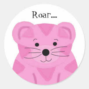 Adesivo Tigre de Desenho Animado Rosa