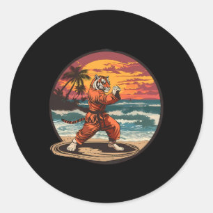 Adesivo Tigre de Kickboxing Praia Pôr do Sol Karate Taekwo